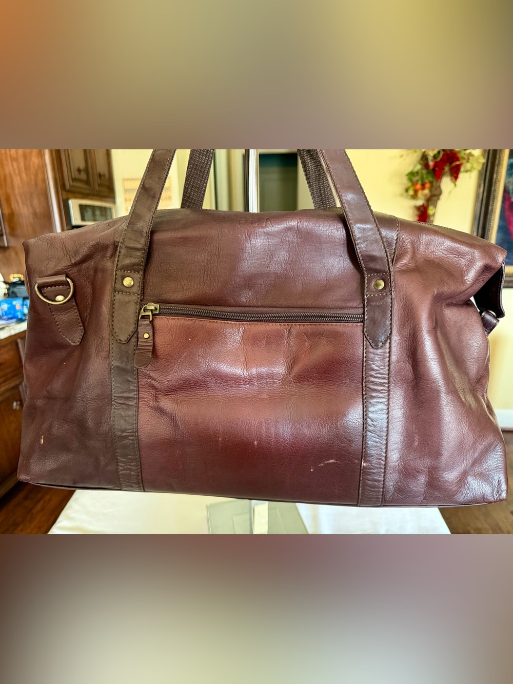 Men's Leather Weekender Bag - Brown Claire Chase FCA